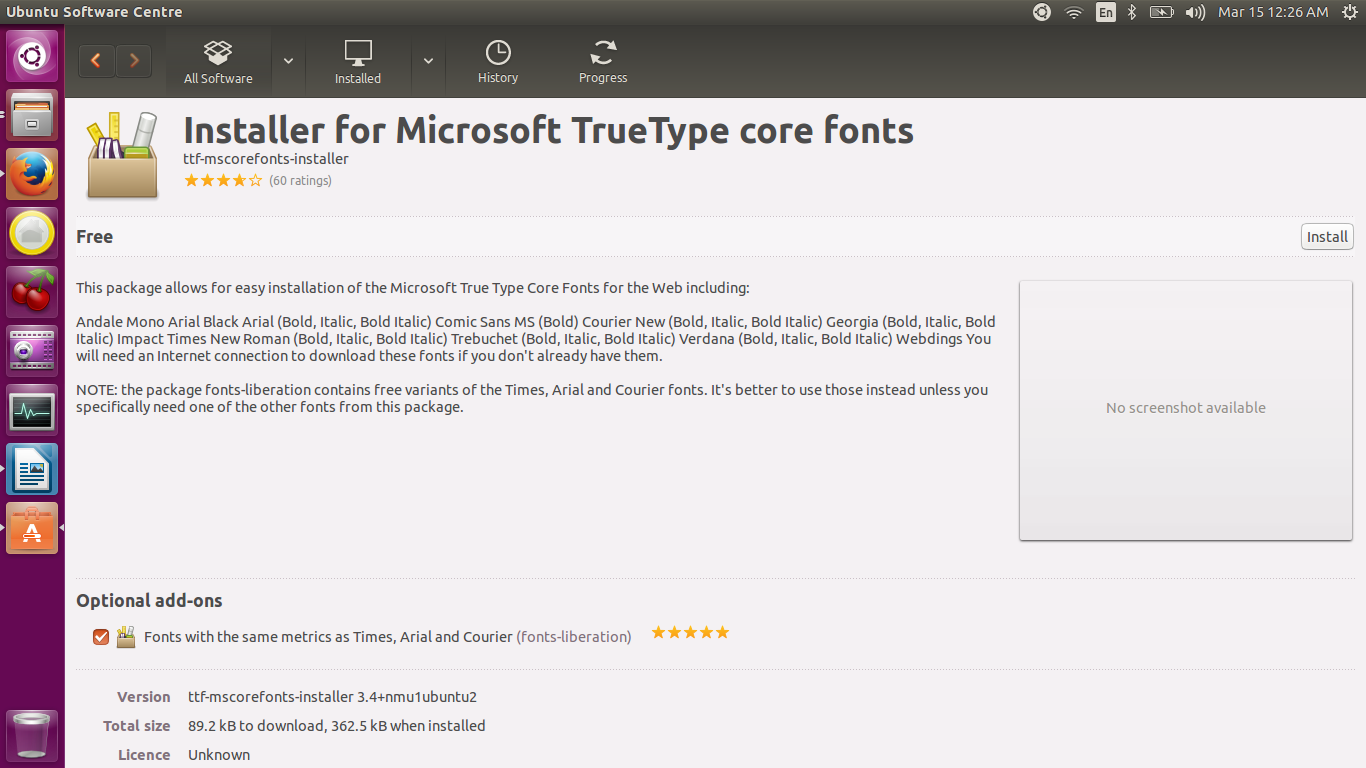 Mscorefonts installer. Microsoft font. MS TRUETYPE.